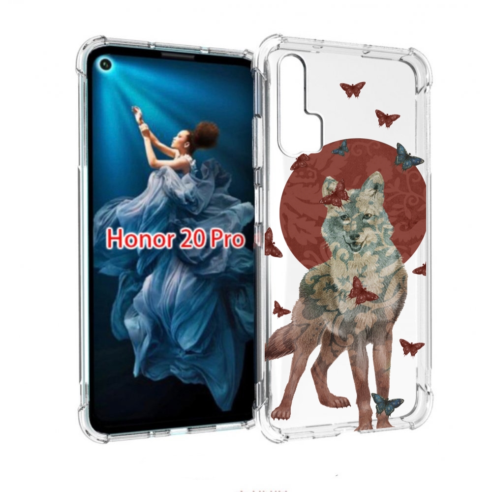 

Чехол бампер MyPads Волчица с бабочками для Honor 20 Pro противо, Прозрачный, Tocco