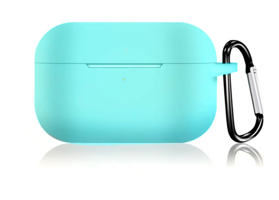 

Силиконовый чехол с карабином держателем для AirPods 3 2021 мятный, Зеленый