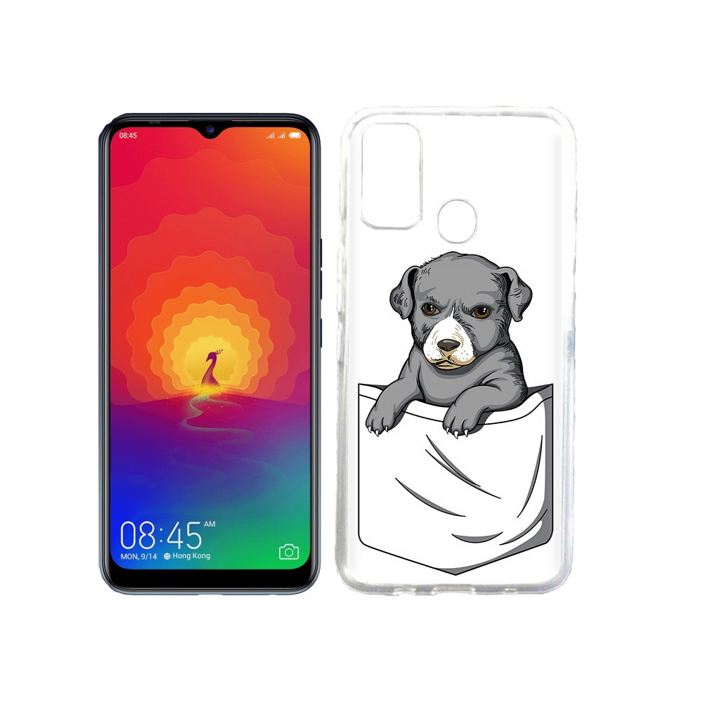 

Чехол MyPads Tocco для Tecno Spark 4 собачка в кармане, Прозрачный, Tocco