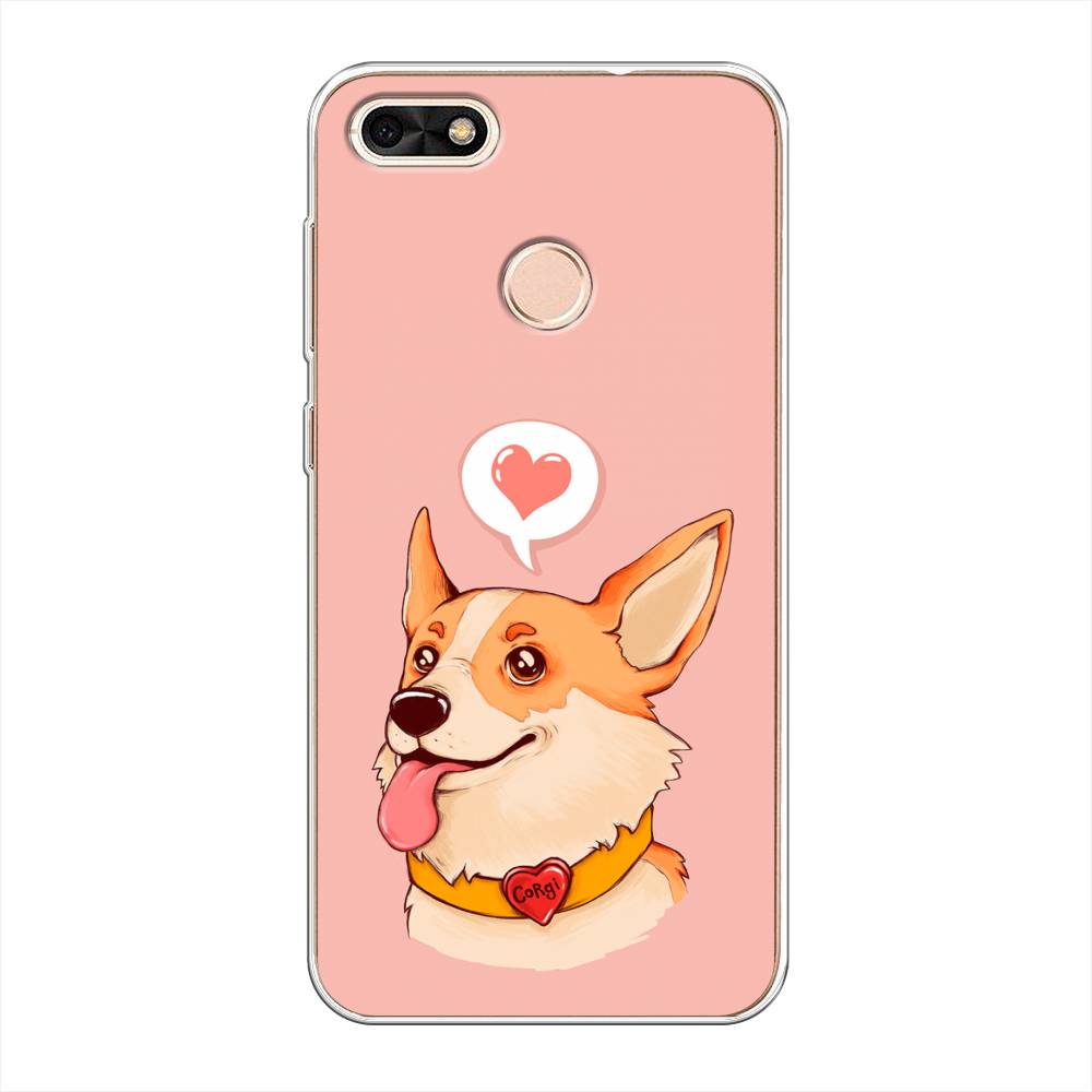 

Чехол на Huawei Nova Lite (2017) "Корги язык", Розовый;коричневый, 64750-1
