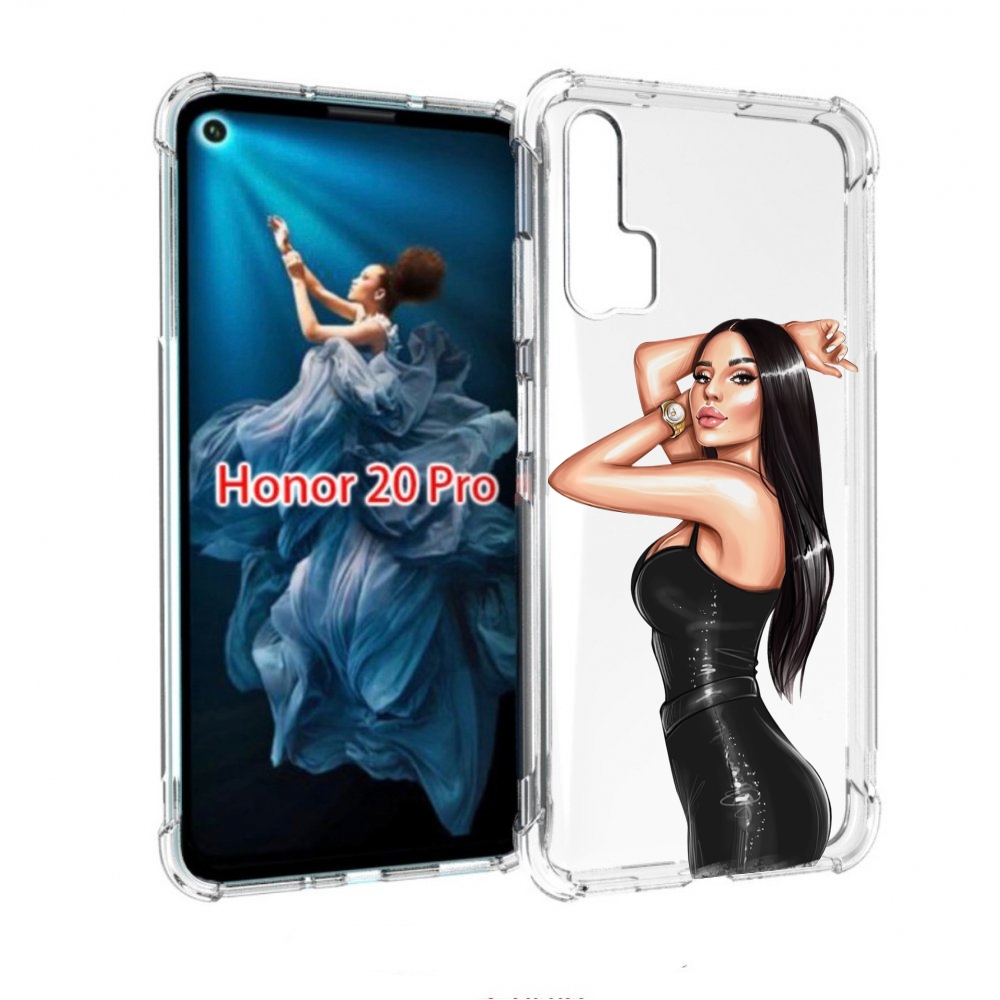 

Чехол бампер MyPads Брюнетка-с-часами для Honor 20 Pro противоуд, Прозрачный, Tocco