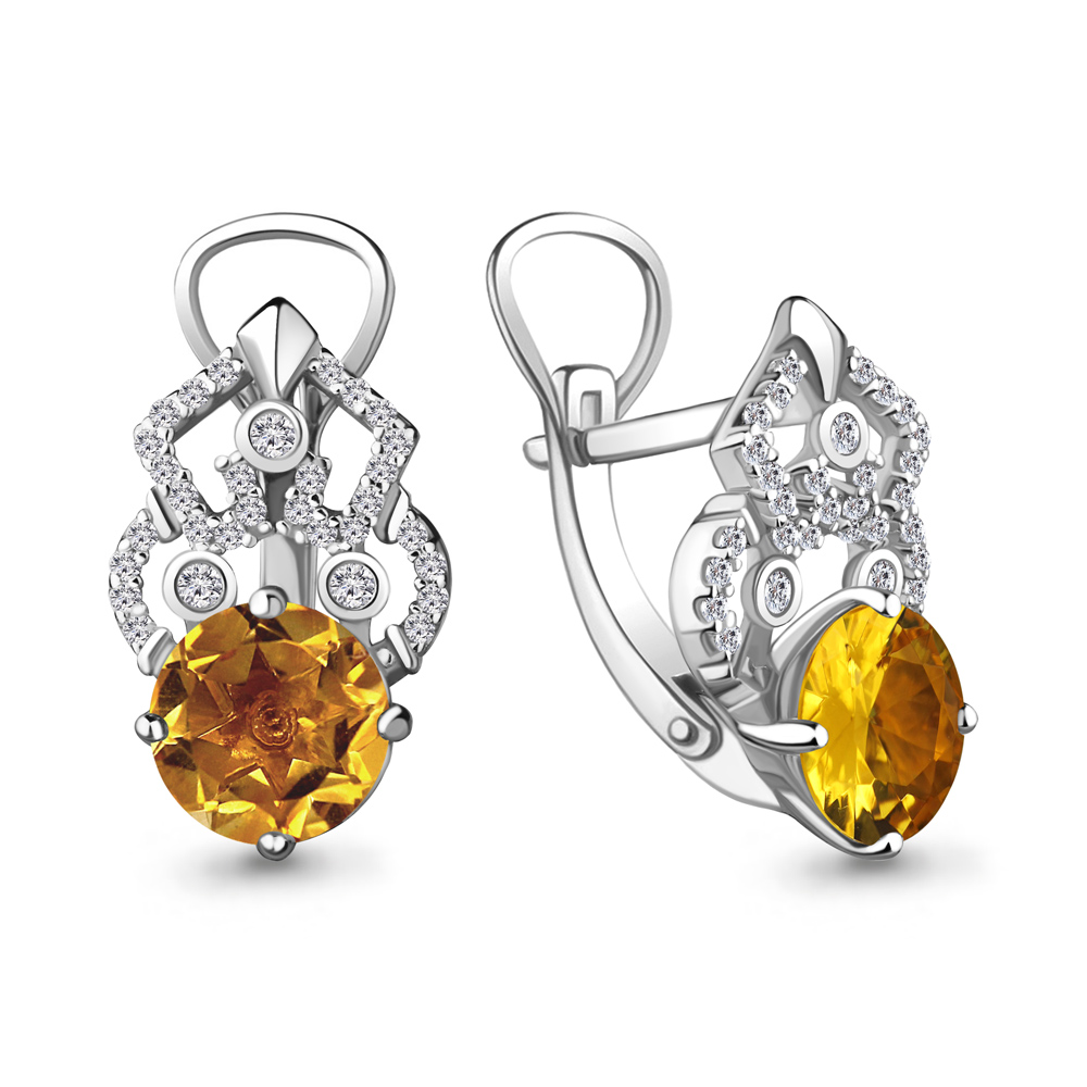 

Серьги из серебра с фианитом Aquamarine 4457406А_925_р, 4457406А_925_р