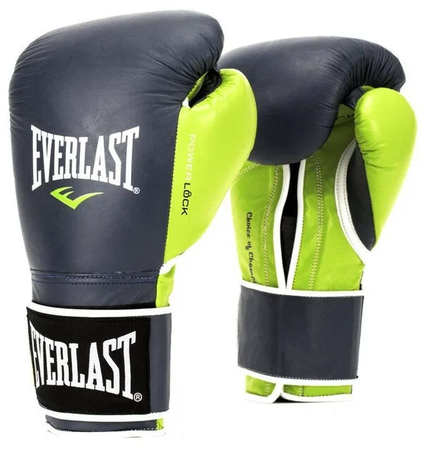 Перчатки тренировочные Everlast Powerlock 14oz, синий/зеленый