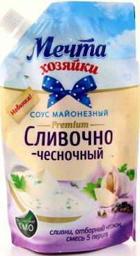 

Соус майонезный Мечта хозяйки Сливочно-чесночный 40% 196 г