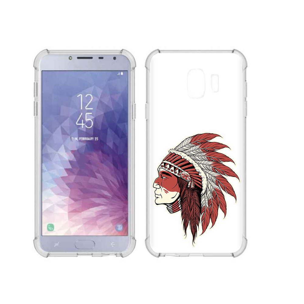 

Чехол MyPads Tocco для Samsung Galaxy J4 (2018) красный индеец, Прозрачный, Tocco