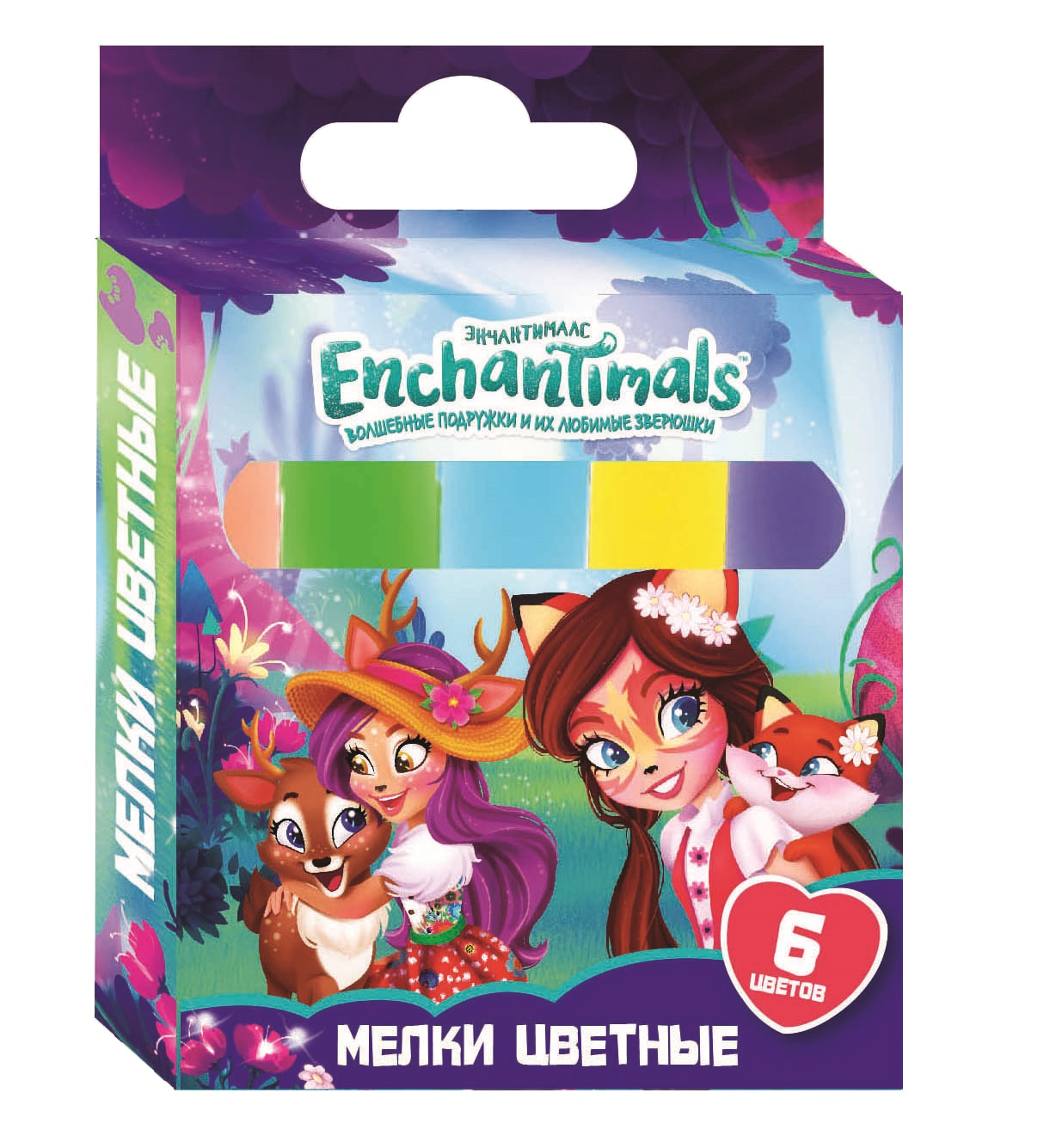 Мелки цветные Enchantimals, 6 штук