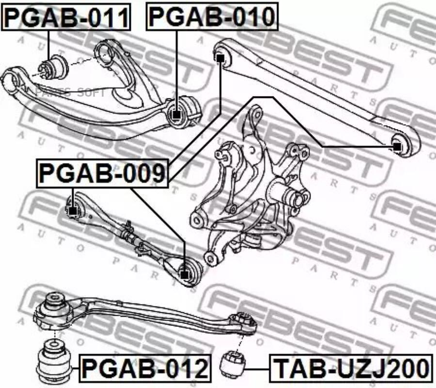 

Сайлентблок заднего верхнего рычага (2x) CITROEN C6/PEUGEOT 407/508 FEBEST PGAB-011