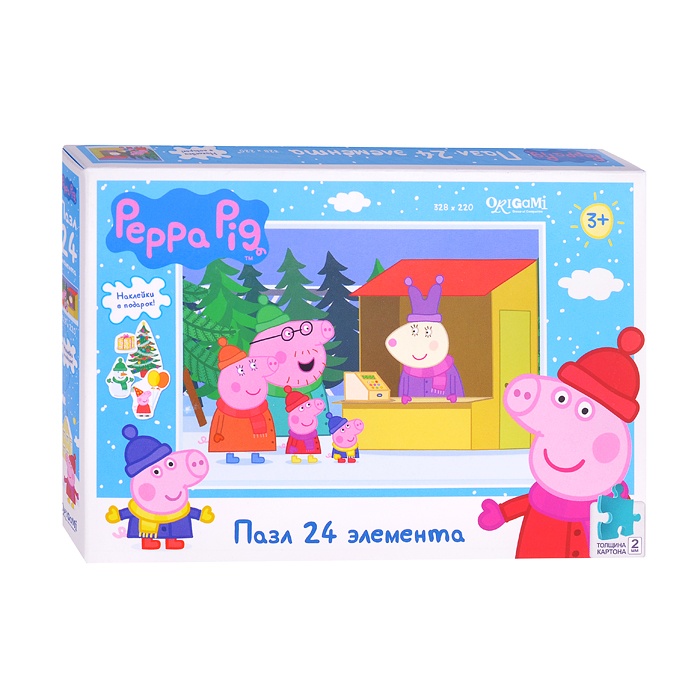 

Пазл Peppa Pig "Зима. Отдыхаем всей семьёй", 24 элемента (+ наклейки)