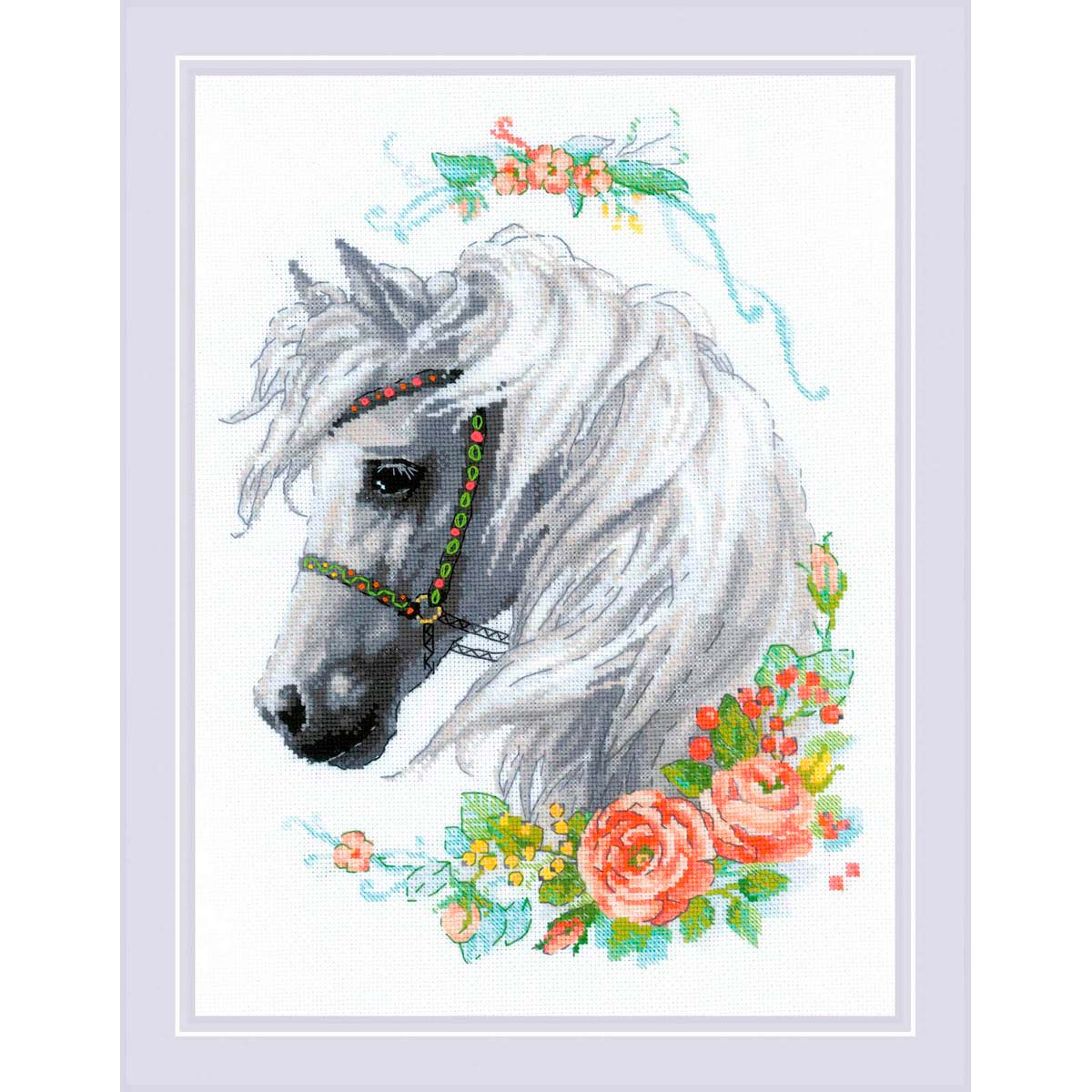 фото Набор для вышивания риолис белогривая лошадка