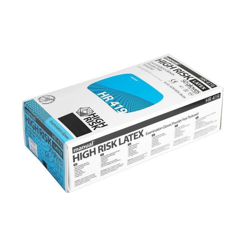Перчатки одноразовые латексные смотровые Manual High Risk HR419 нестерильные р L 25 пар