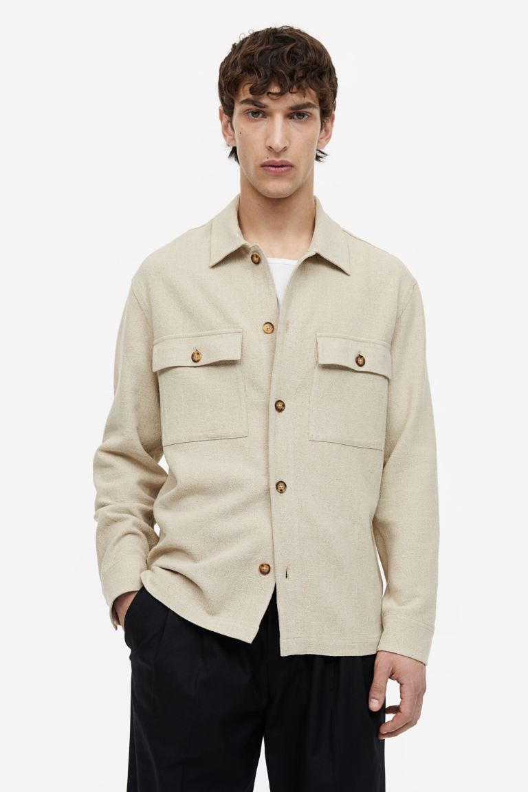 

Рубашка мужская H&M 1127831001 бежевая M (доставка из-за рубежа), 1127831001