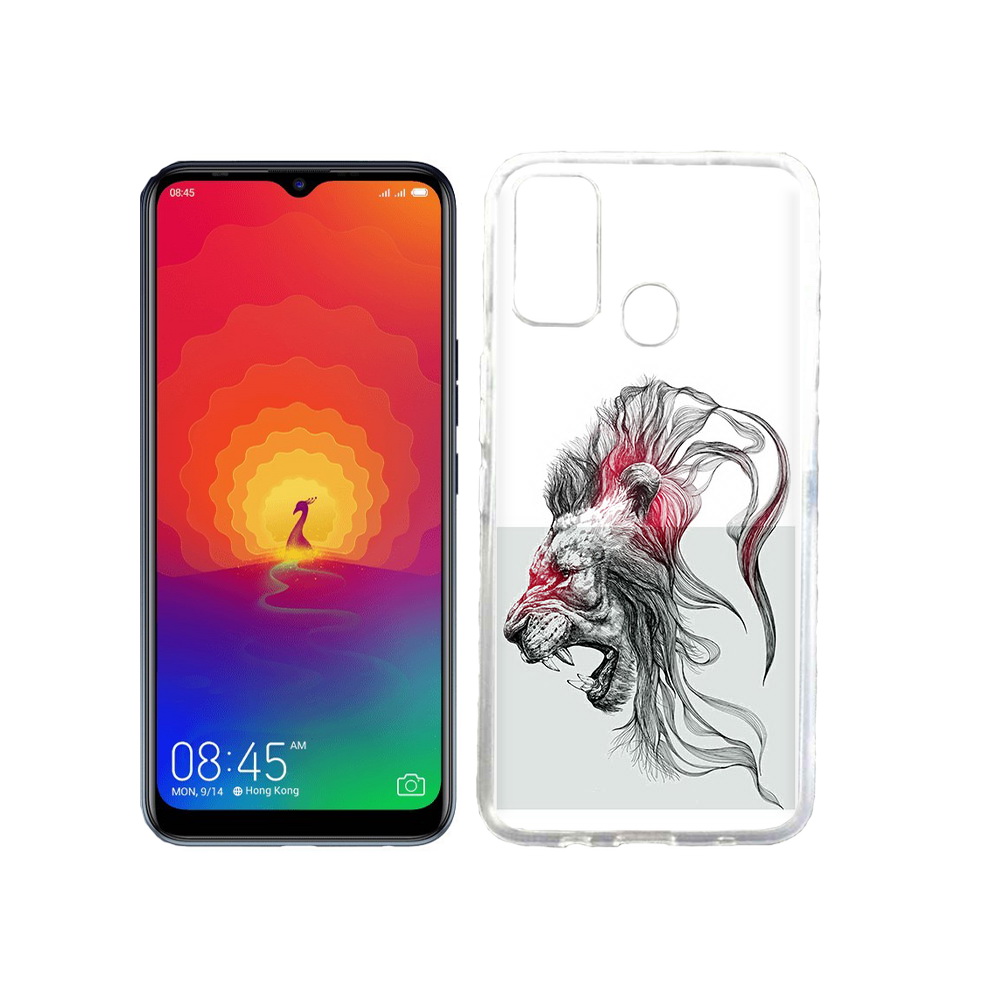 

Чехол MyPads Tocco для Tecno Spark 4 разъяренный лев, Прозрачный, Tocco