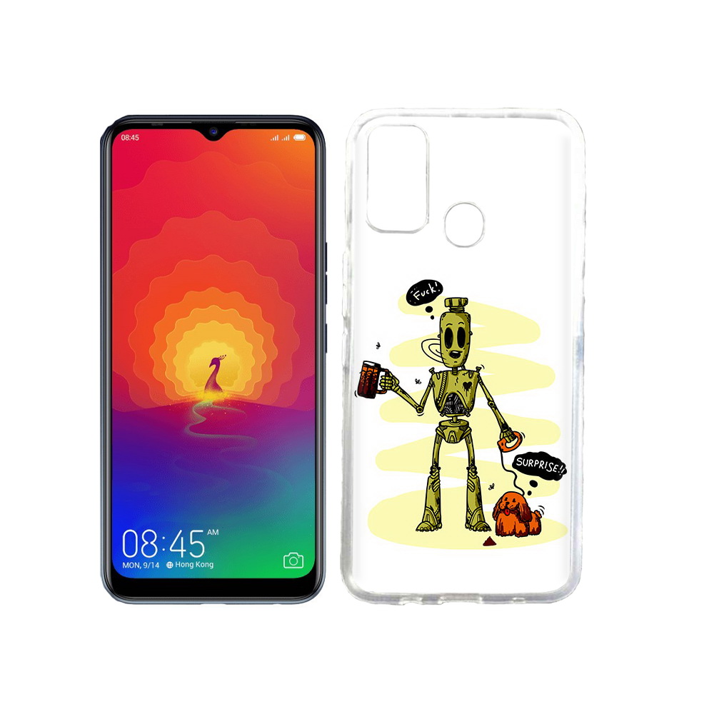 

Чехол MyPads Tocco для Tecno Spark 4 прикольный робот, Прозрачный, Tocco