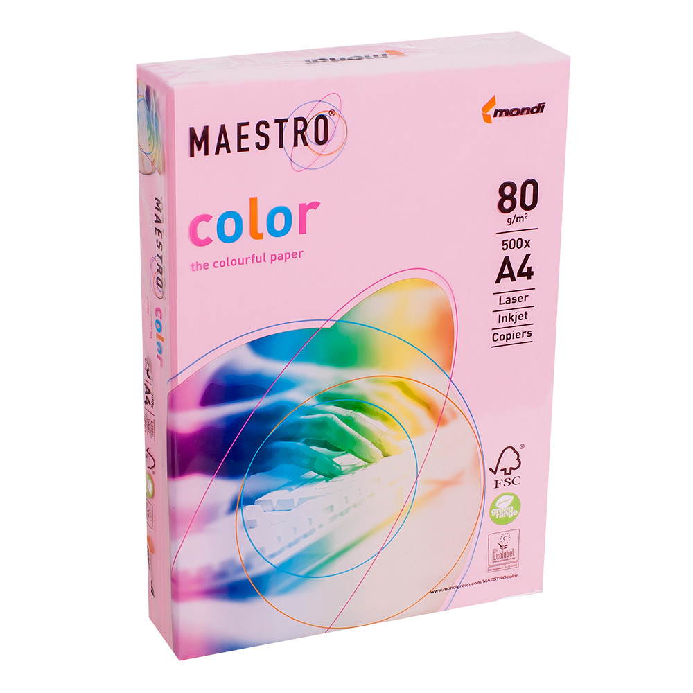 фото Mondi бумага офисная цветная "maestro color pale" а4 500л 80г/м2 розовый (pi25)