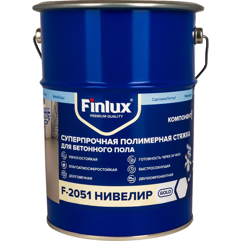 Суперпрочная полимерная стяжка (ровнитель) для бетонного пола Finlux F-2051 Нивелир 460378