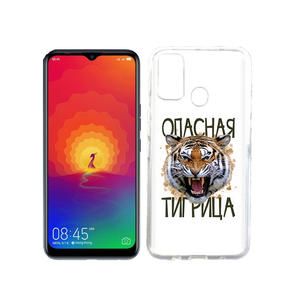 

Чехол MyPads Tocco для Tecno Spark 4 опасная тигрица, Прозрачный, Tocco