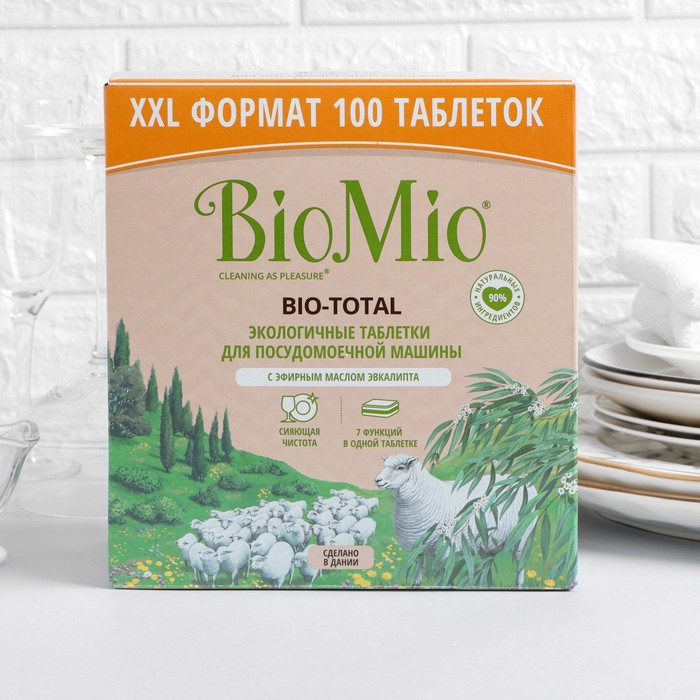 Таблетки для посудомоечной машины BioMio BIO-TOTAL с маслом эвкалипта 100 шт санорин с маслом эвкалипта капли наз 0 1% фл 10мл