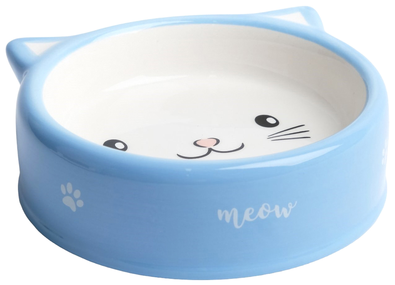 

Пижон Миска керамическая "Голова кота 4", 12,5 x 4 cм, бело-синяя, Белый;синий
