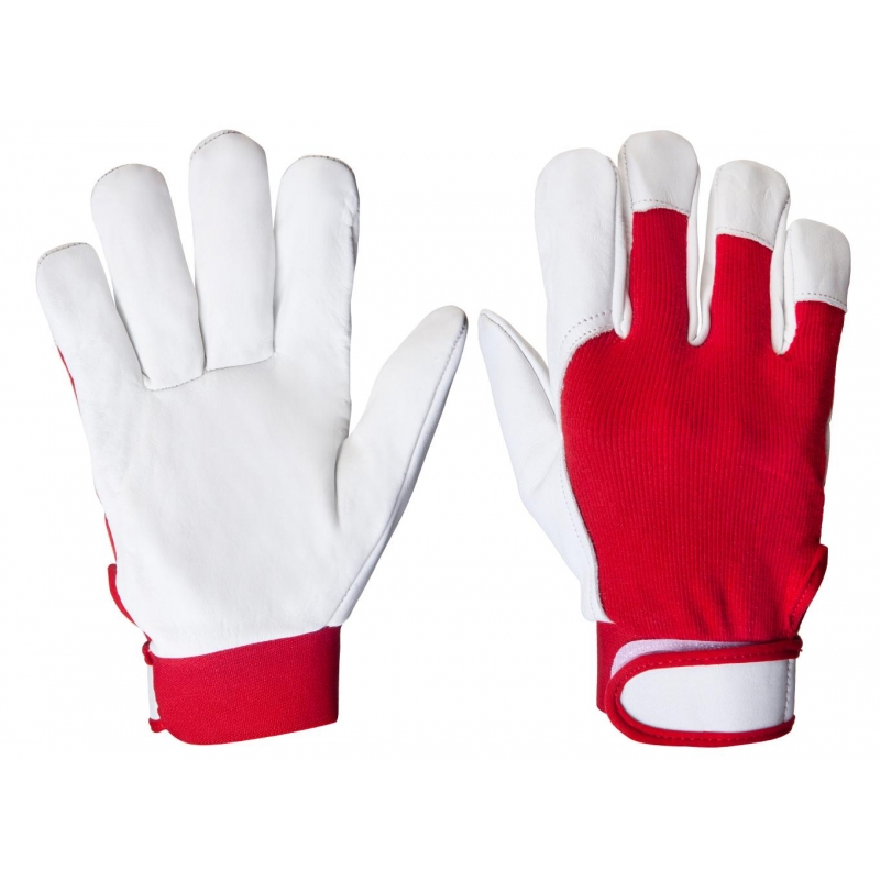 Перчатки кожаные рабочие JetaSafety JLE301-10 цв.красный/белый р.XL Jeta Safety 1420352