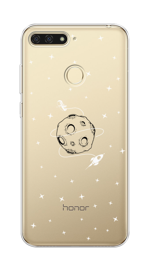 

Чехол на Honor 7C "Полет вокруг луны", Белый;серый;черный, 64550-2
