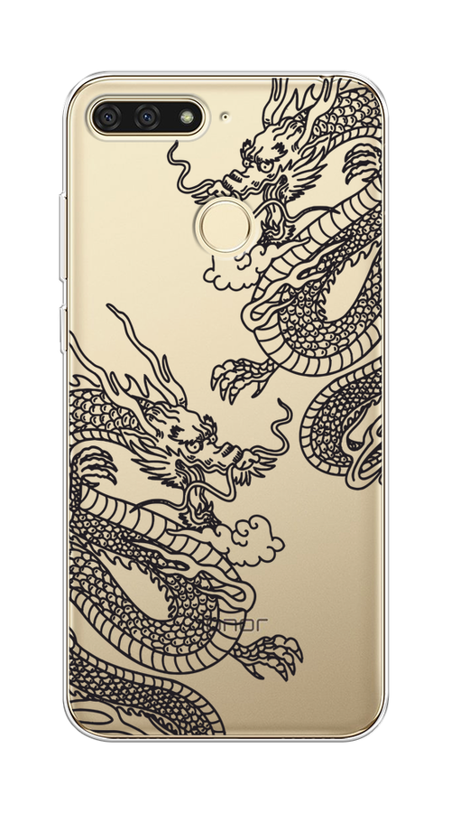 

Чехол на Honor 7C "Два китайских дракона", Серый;черный, 64550-1