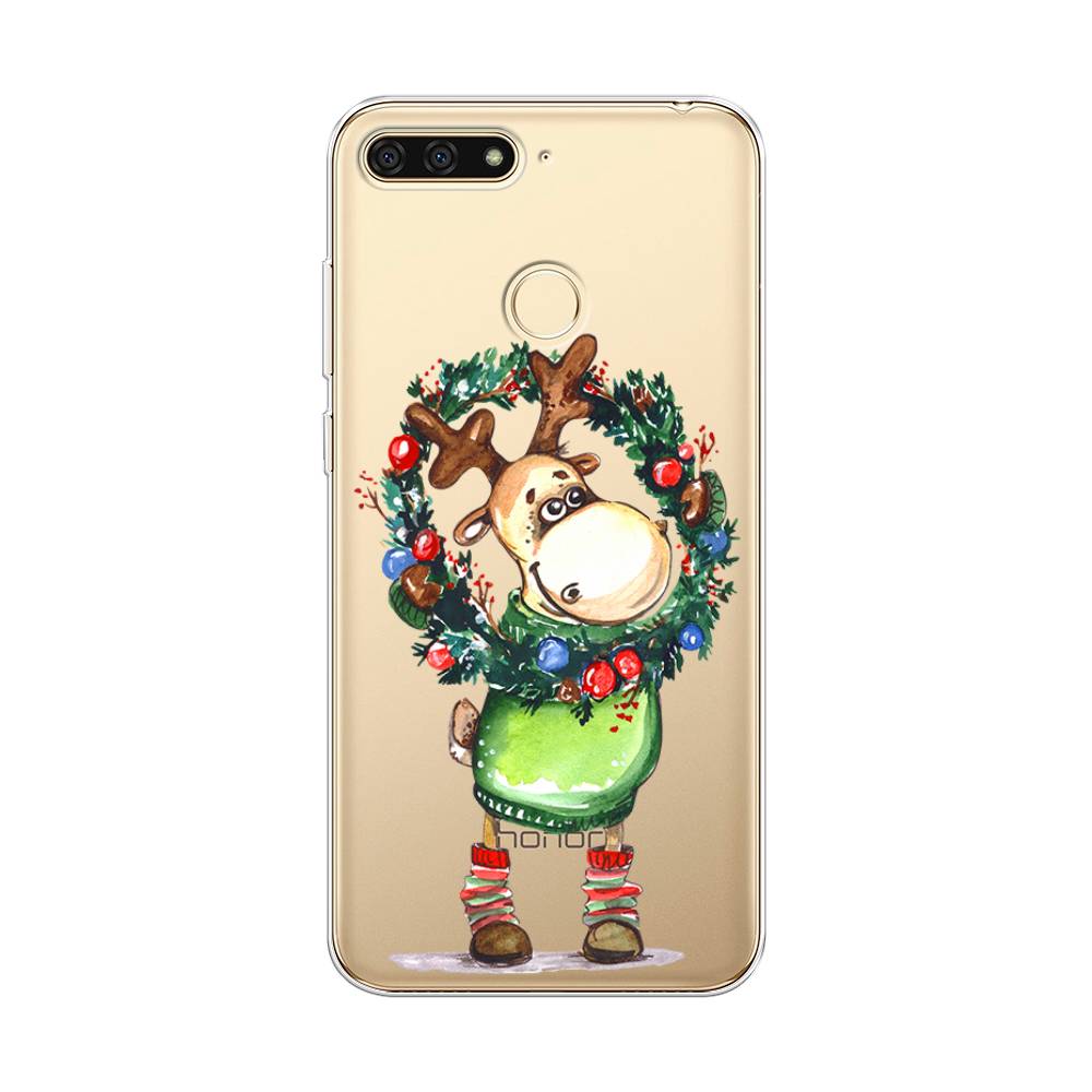 

Чехол на Honor 7C "Олень с новогодним венком", 64550-4