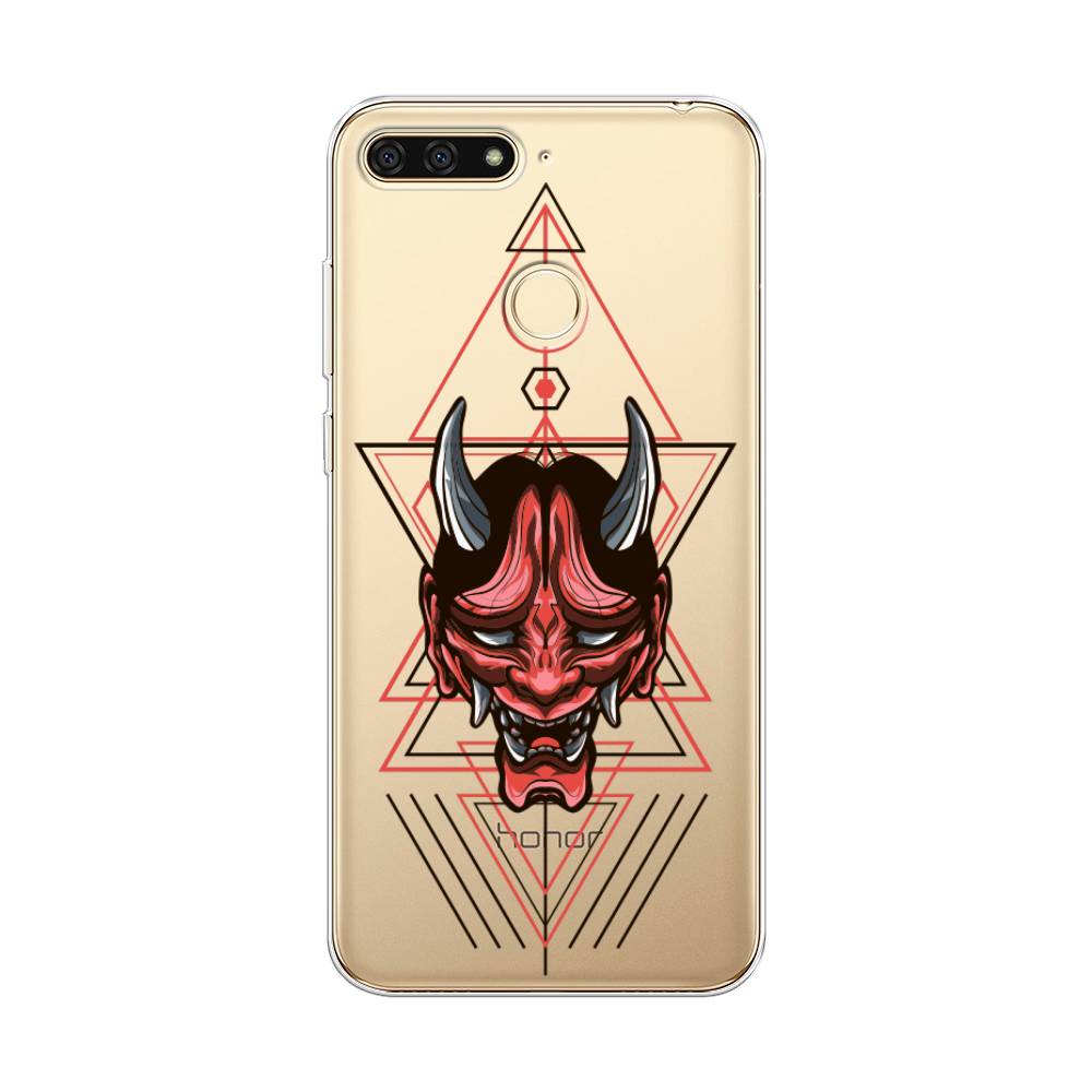 

Чехол на Honor 7C "Hanya Oni mask", Серый;красный;черный, 64550-4