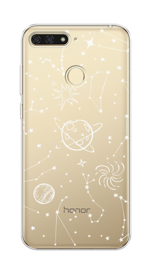 

Чехол на Honor 7C "Планеты в космосе", Белый, 64550-2