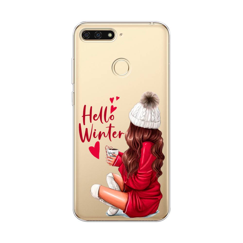 

Чехол на Honor 7C "Hello winter", Красный;белый;коричневый, 64550-5