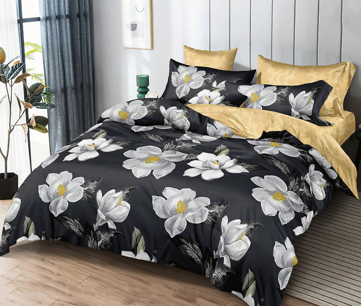 

Постельное белье на резинке Mercury Home Аллюр Евро макси Поплин 2 наволочки 70x70, Аллюр