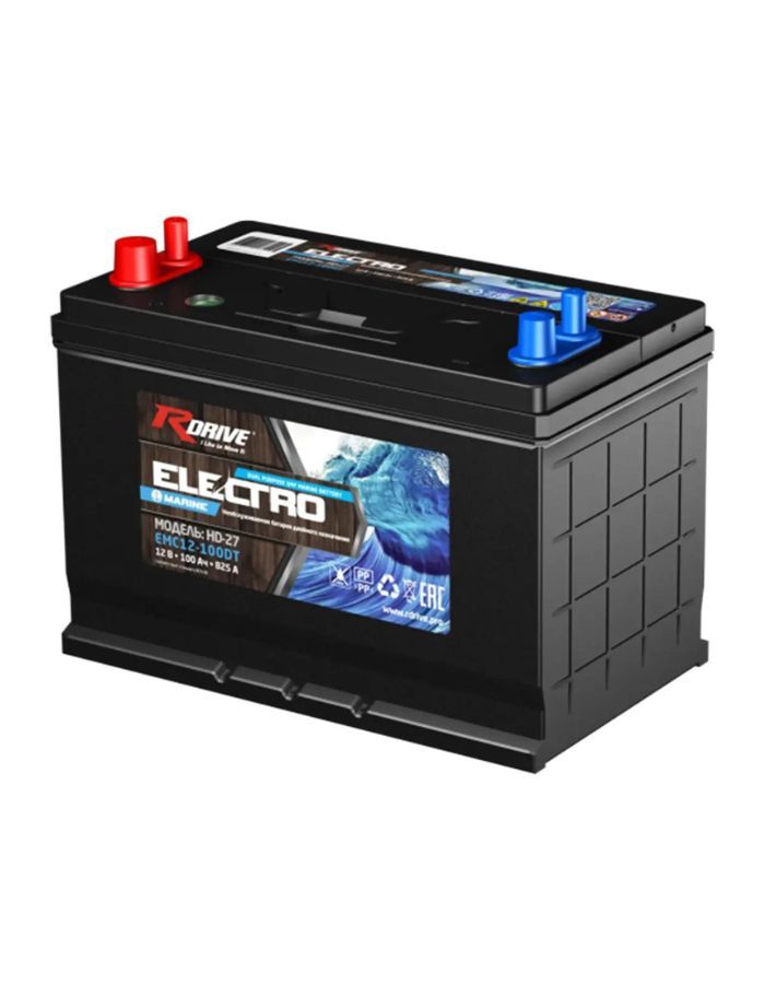 

Аккумулятор лодочный RDrive ELECTRO Marine EMC12-100DT 100Ah ПП 700A (двойные клеммы), Rdrive 1