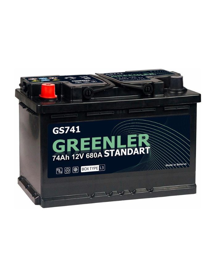 Аккумулятор автомобильный GREENLER GS741 74Ah 680А прямая полярность (278х175х190)