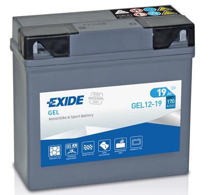 

АКБ Moto Gel 19 (20h)Ah 170a 185x80x170 Полярность Etn 0 Токовыводы M11 EXIDE GEL1219