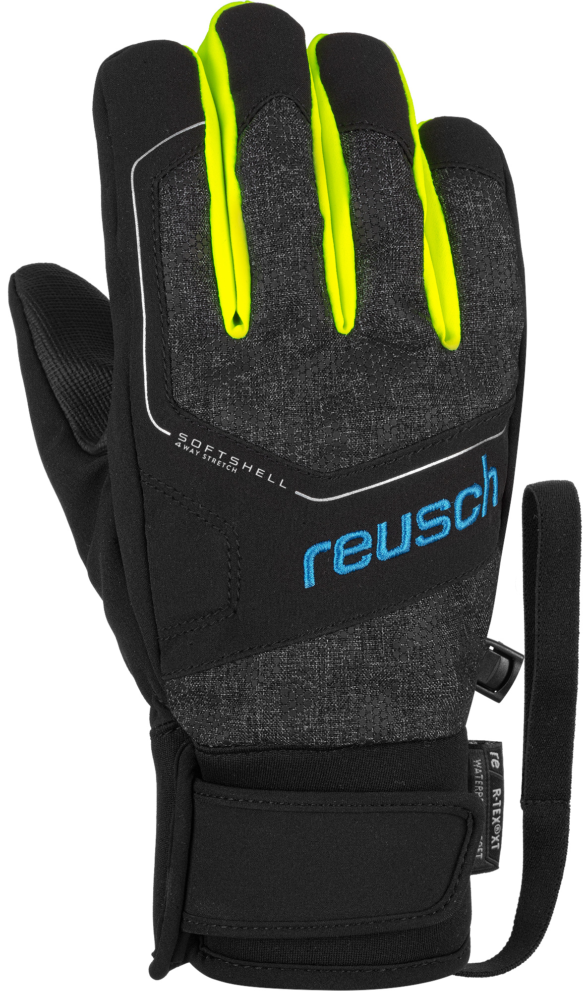 фото Перчатки горнолыжные reusch torby r-tex xt junior black melange/black/safety yellow р.15