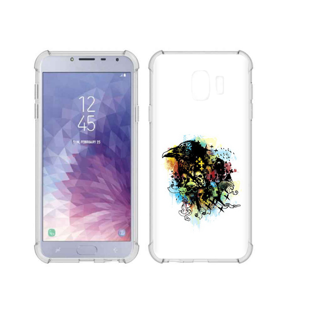 

Чехол MyPads Tocco для Samsung Galaxy J4 (2018) ворон и черепа, Прозрачный, Tocco