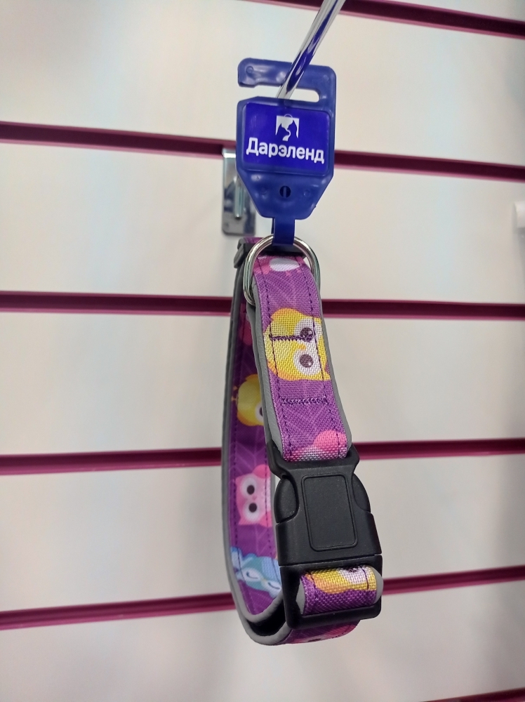 фото Ошейник для собак дарэлл тex-reflex со светоотражающим кантом, фиолетовый, 30мм x 48-65см
