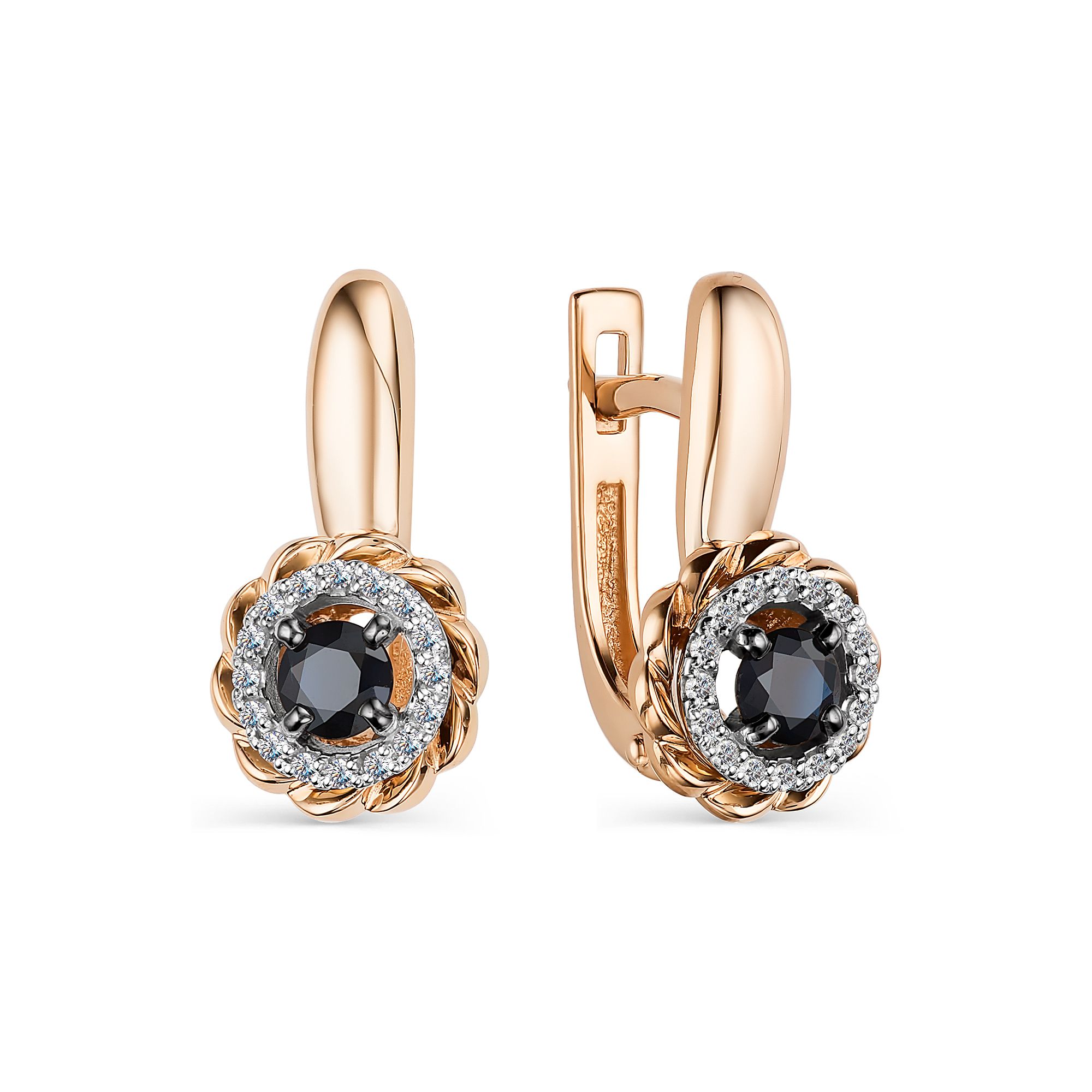 

Серьги из красного золота с сапфиром и бриллиантом АЛЬКОР 23885-102, 23885-102