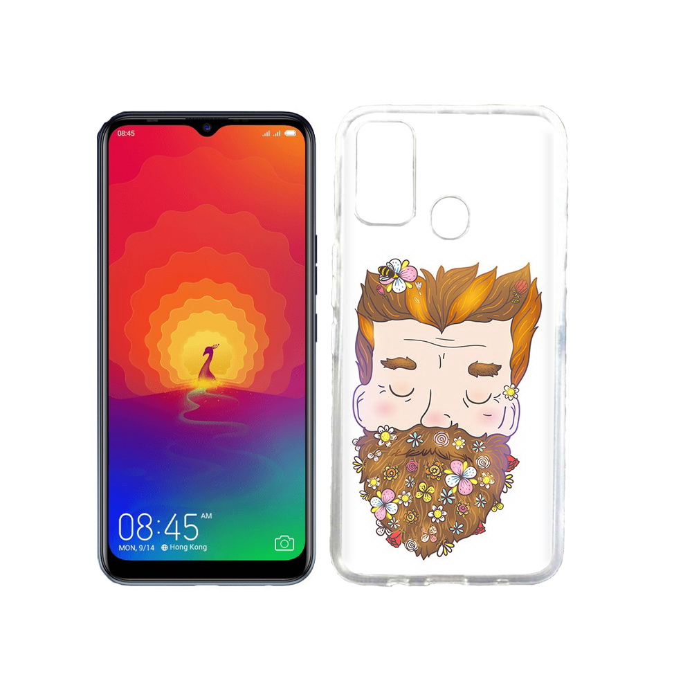 

Чехол MyPads Tocco для Tecno Spark 4 мужчина с цветами в бороде, Прозрачный, Tocco