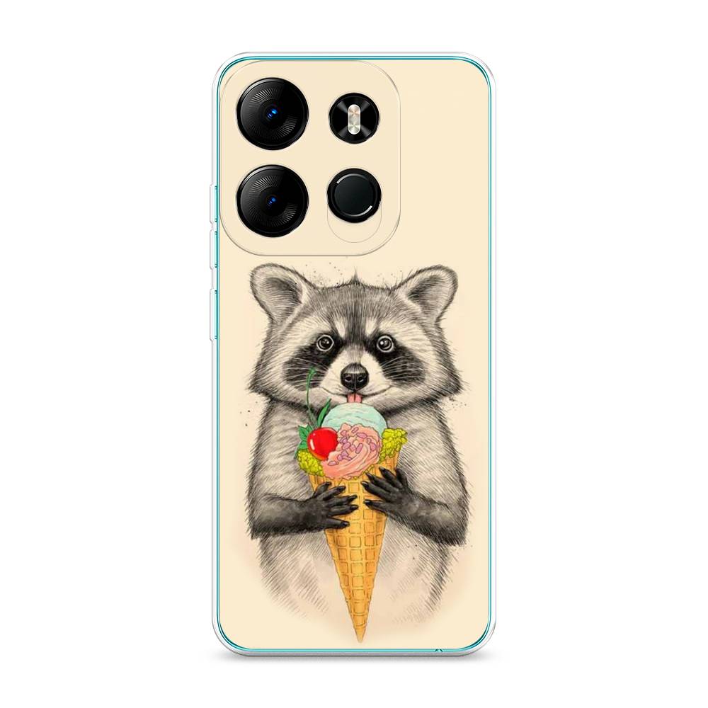 

Чехол Awog на Tecno Pop 7 Pro "Енот с мороженым", Бежевый;серый, 303450-10