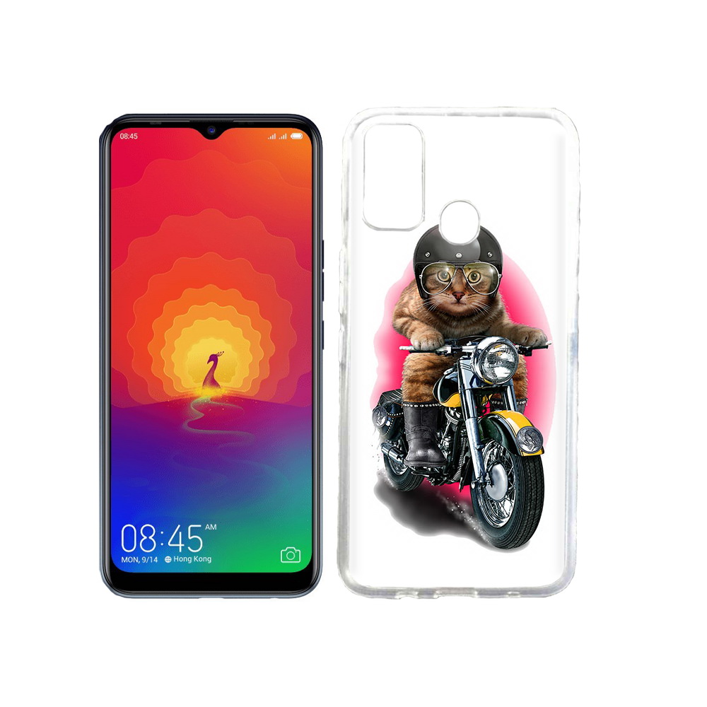 

Чехол MyPads Tocco для Tecno Spark 4 мото-кот, Прозрачный, Tocco