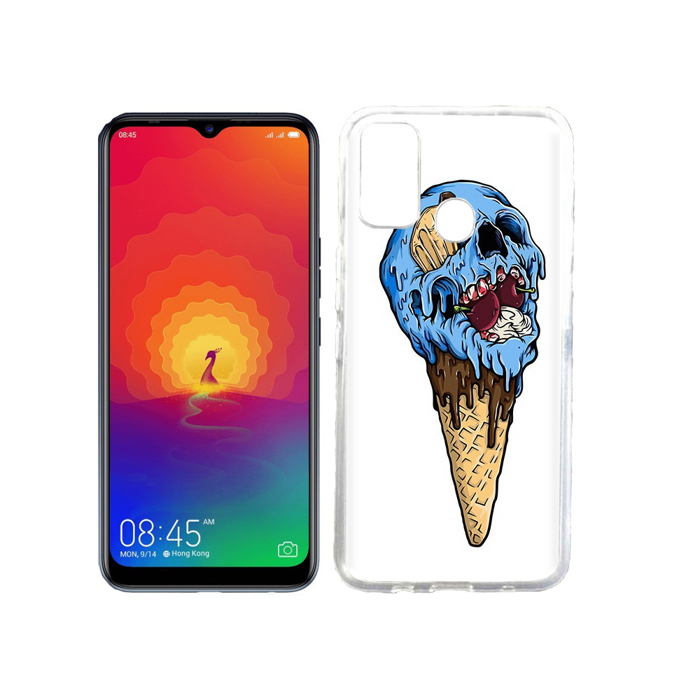 

Чехол MyPads Tocco для Tecno Spark 4 мороженное череп, Прозрачный, Tocco