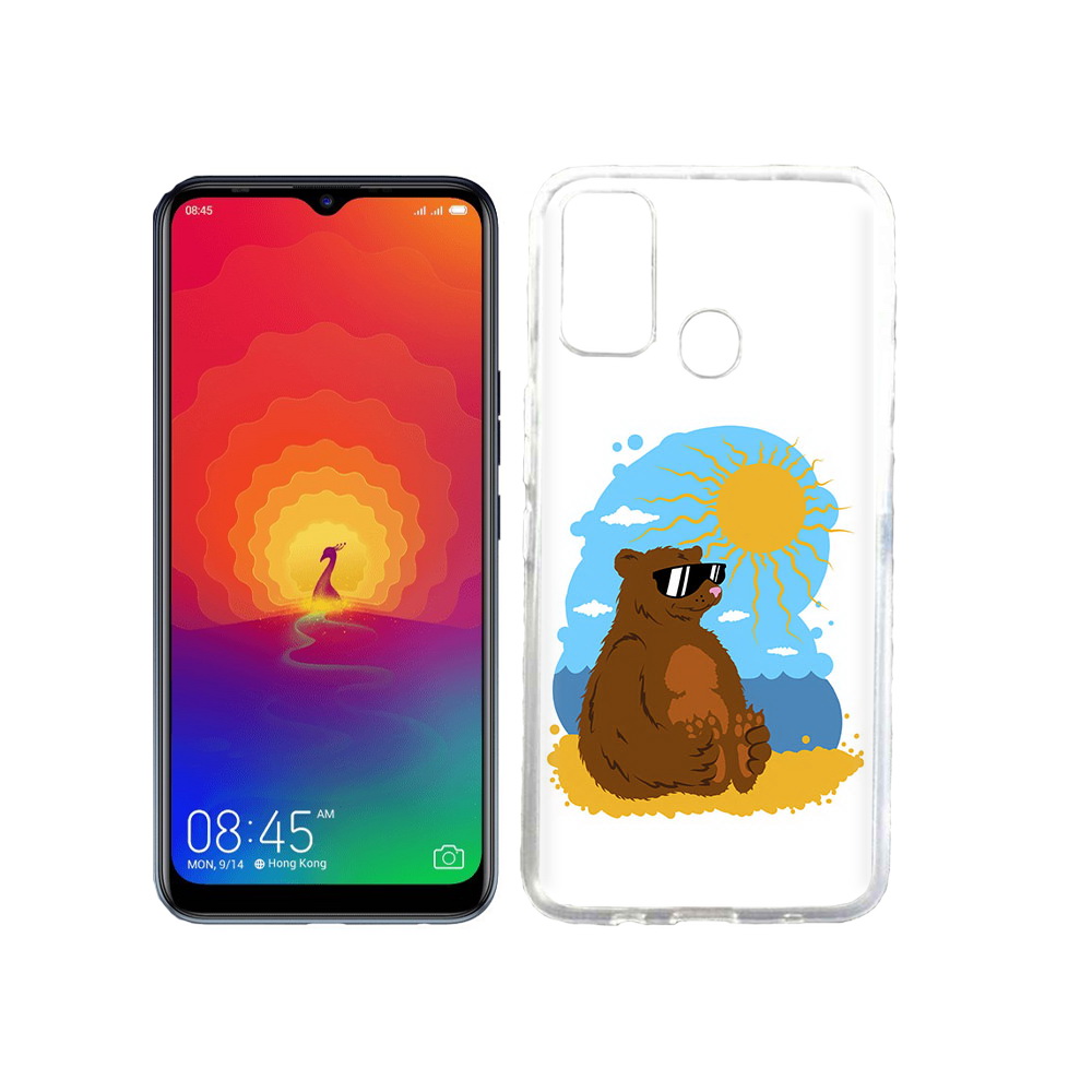 

Чехол MyPads Tocco для Tecno Spark 4 медведь на чиле, Прозрачный, Tocco
