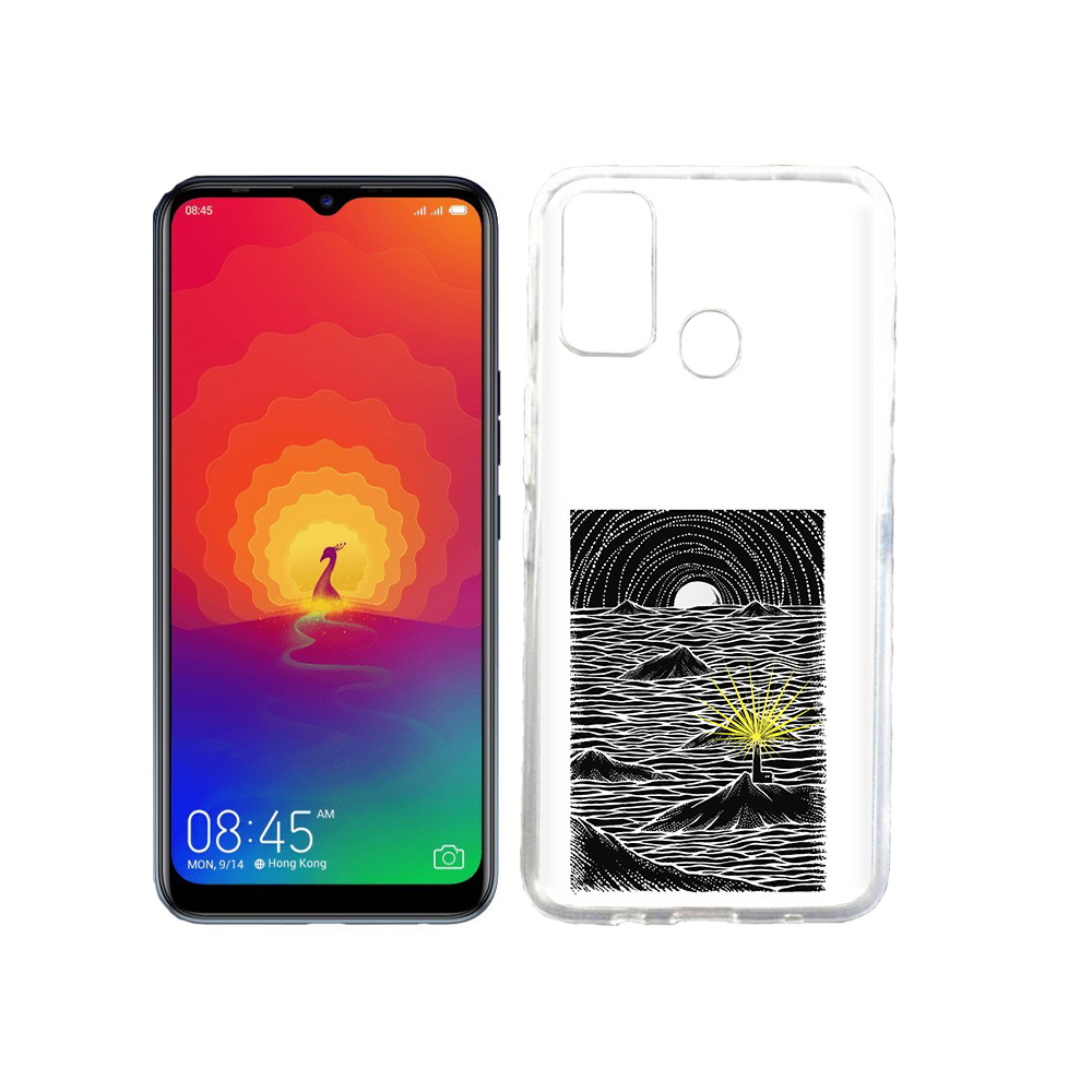 

Чехол MyPads Tocco для Tecno Spark 4 маяк в черно белом море, Прозрачный, Tocco