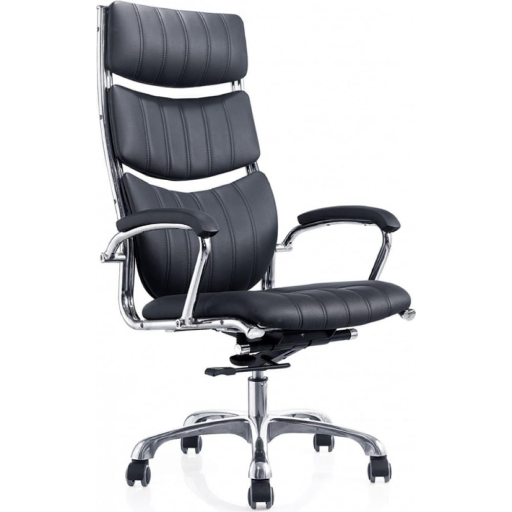 фото Кресло для руководителя easy chair 520 ml черное, натуральная кожа с компаньоном, металл 1