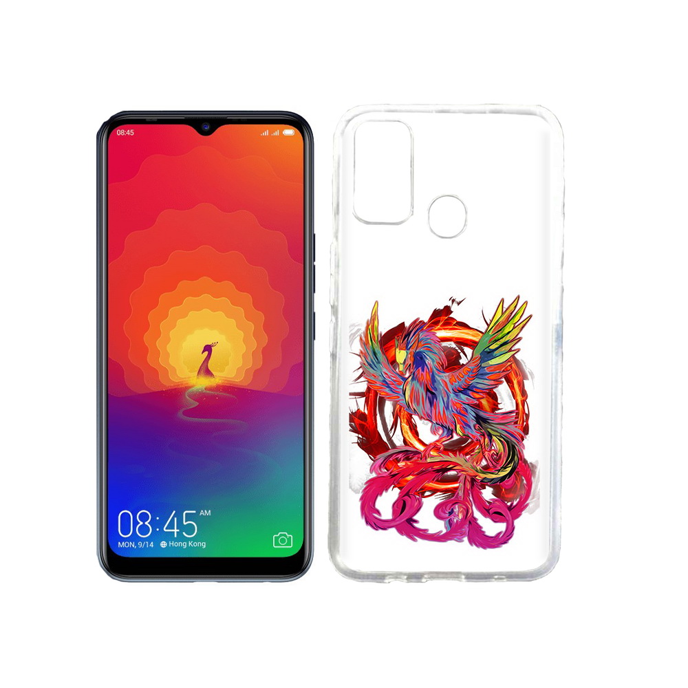 

Чехол MyPads Tocco для Tecno Spark 4 красочный феникс, Прозрачный, Tocco