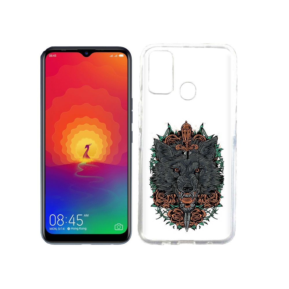 

Чехол MyPads Tocco для Tecno Spark 4 красивый злой волк, Прозрачный, Tocco