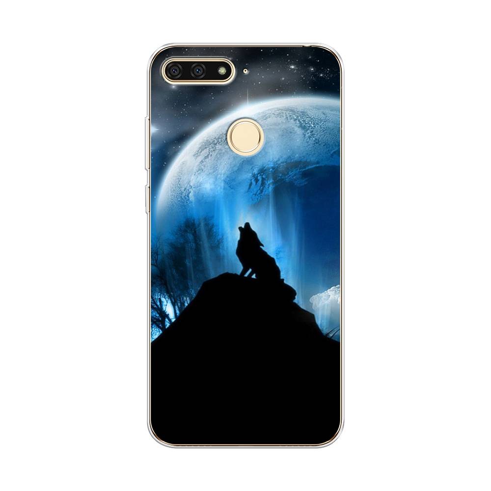 

Чехол на Honor 7C "Волк 2", Синий;черный;белый, 64550-1