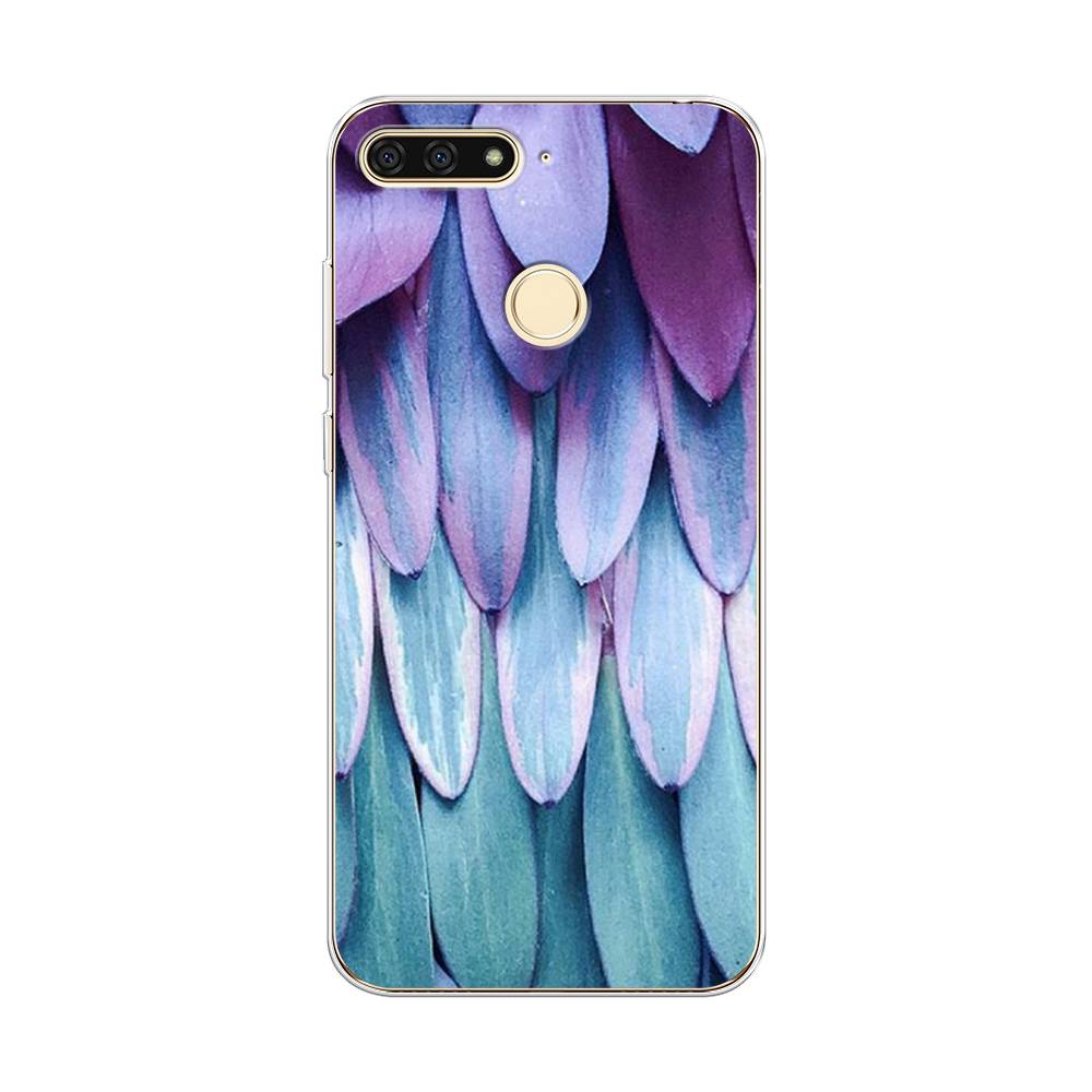 

Чехол на Honor 7C "Синее перо", Фиолетовый;голубой, 64550-3