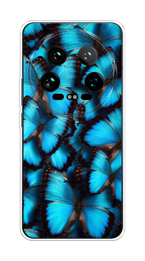 

Чехол на Xiaomi 14 Ultra "Тропическая бабочка 2", Голубой;черный, 321850-1
