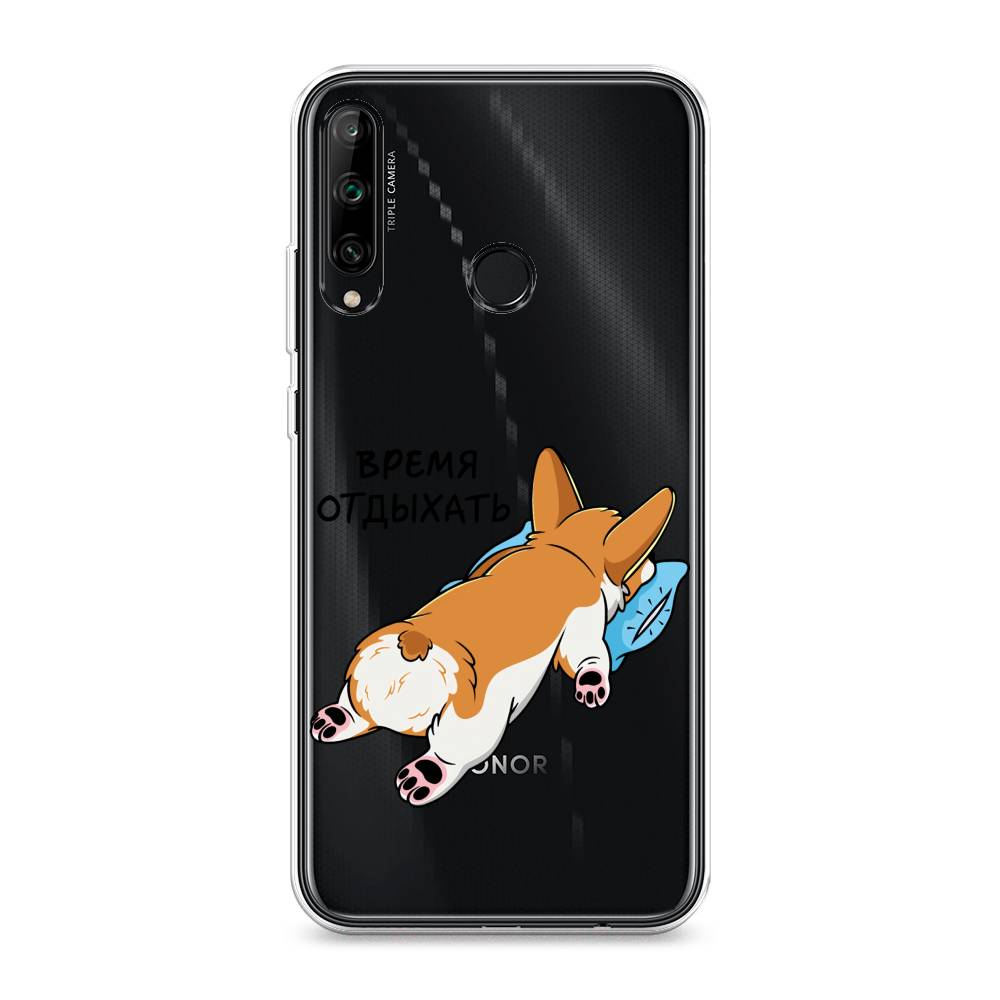 

Чехол на Honor 9C "Корги отдыхает", Черный;коричневый;голубой, 612550-1